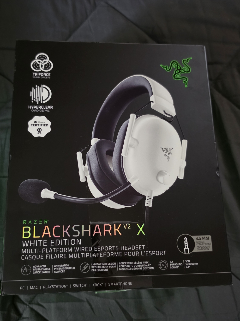 Razer BlackShark V2 X White Edition Wired Gaming Headset